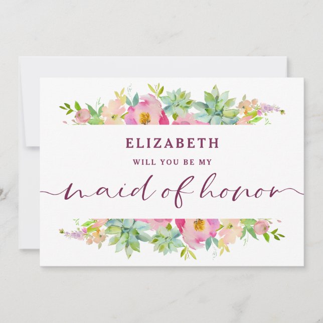 Placa de Proposta de Madrinha de casamento Floral  (Frente)