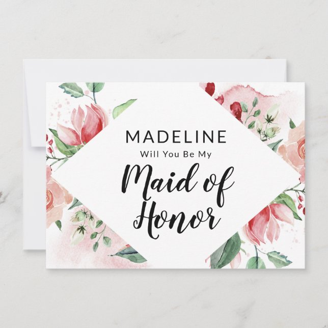 Placa de Proposta de Madrinha de casamento Floral  (Frente)