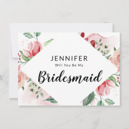 Placa de Proposta Floral de Bridesmaid com Aquarel
