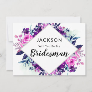 Placa de Proposta Floral Violet Bridesman Encantad