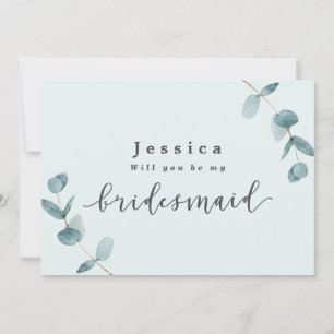 Placa de Proposta Simples Eucalyptus Bridesmaid