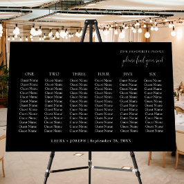 Placa de Quadro de Assentos de Mesa Longa Preta Mi