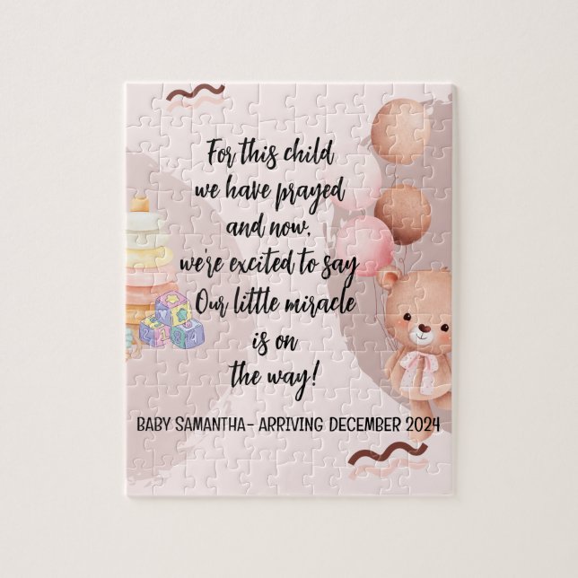 Placa de Quebra-cabeça de Anúncio de Bebê de Escri (Vertical)