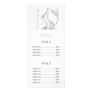 Placa de rack de menu de serviço de salão branco