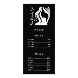 Placa de rack de menu de serviço de salão preto