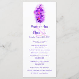 Placa de rack de programa de casamento roxo com co