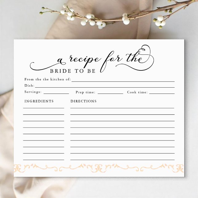 Placa de recebimento de chás de panela - Uma recei (Bridal Shower Recipe Card Keepsake)