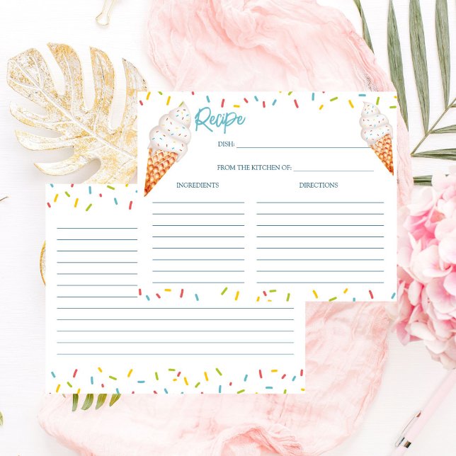 Placa de recebimento do chá de panela do sorvete c (She's been Scooped up ice cream bridal shower Recipe card summer cute funky recipe card)
