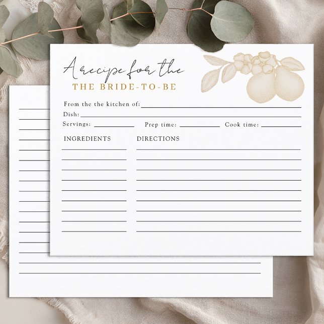 Placa de recebimento do Chá de panela pera Perfeit (Recipe Card)