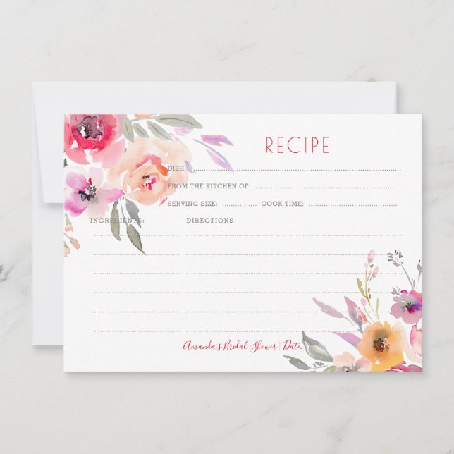 Placa de Receita de Peonies PixDezines Watercolor (Frente)