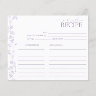 Placa de Receita de Script Floral de Lavanda Lilac