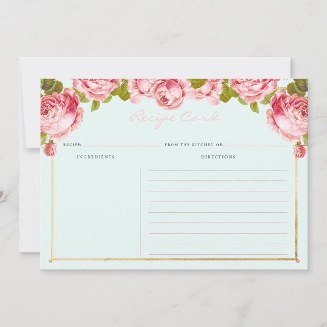 Placa de Receita Personalizada de Rosas Rosa Vinta (Frente)