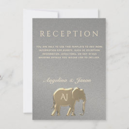 Placa de Recepção de casamento de elefante Dourada