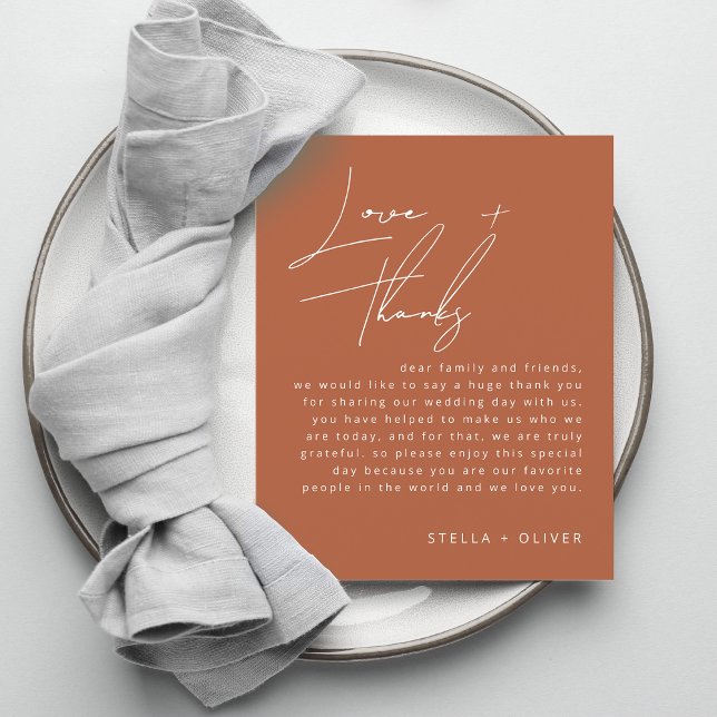 Placa de Recepção de casamento de Script Rustic Te (Rustic Terracotta Script Wedding Reception Card)