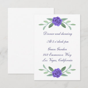 Placa de Recepção de casamento Floral Azul Roxo