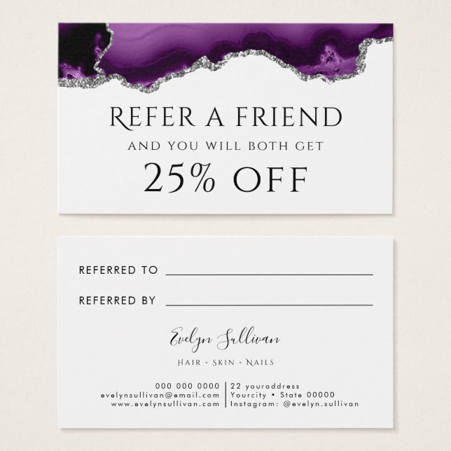 Placa de referência de agata com brilho prateado p (Frente & Verso)