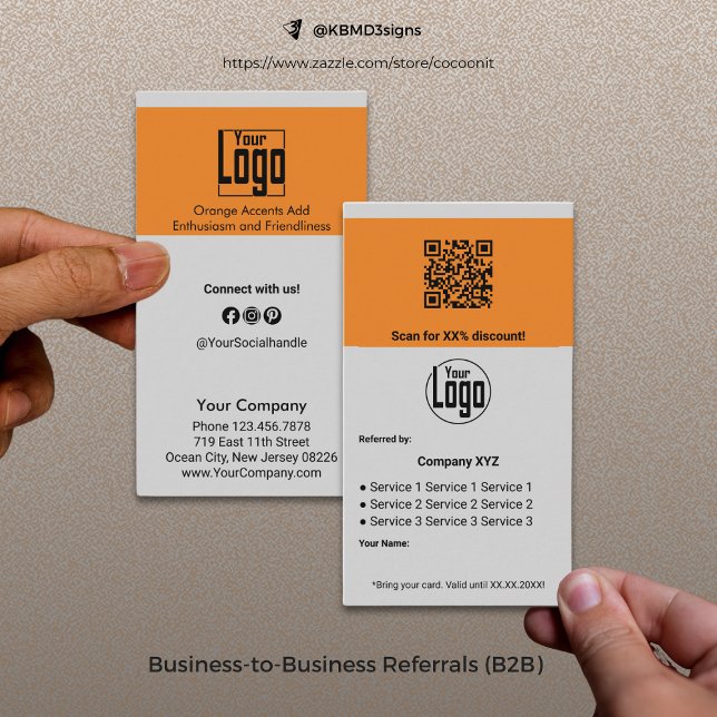 Placa de Referência de Código QR para Cinzas de Se (Modern B2B Services QR Code Gray Referral Card, Business to Business)