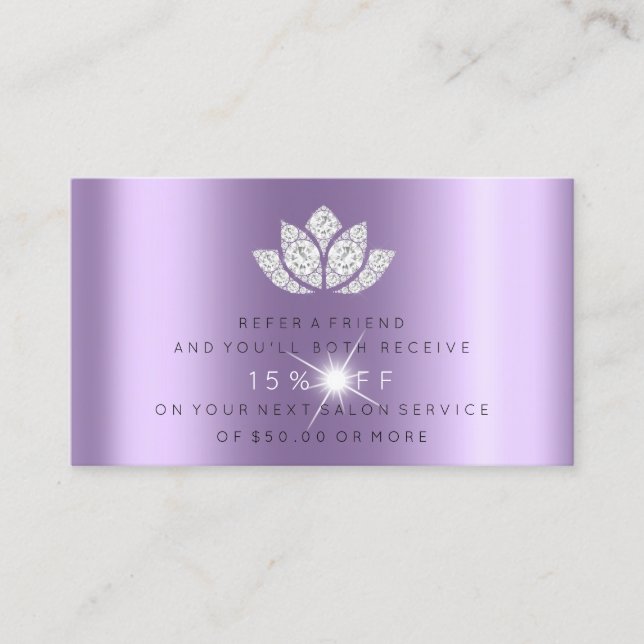 Placa de Referência de Salão Lavanda Roxa Sparkly  (Frente)