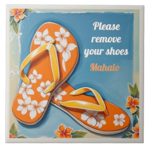 Placa de Remover Sapatos Laranja Chinelos Havaiano