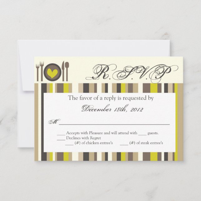 Placa de resposta 3x5 R.S.V.P. Silverware da placa (Frente)