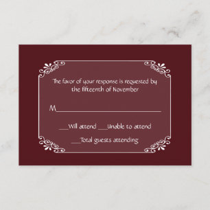 Placa de Resposta Branca e Chic Burgundy para Todo