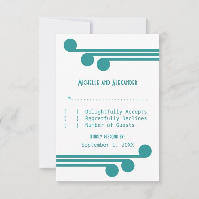 Placa de Resposta Chic Deco Simples Teal (Frente)