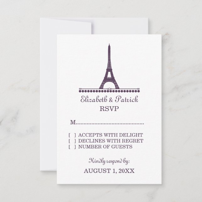Placa de Resposta Chic Parisiense, Roxo (Frente)