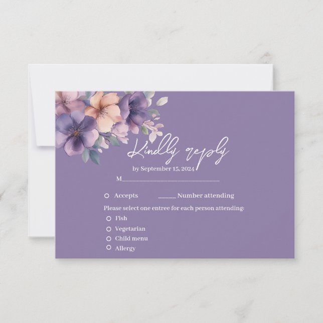 Placa de Resposta de Casamento, flores rosadas e p (Frente)