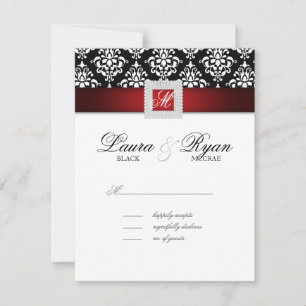 Placa de Resposta de Casamento RSVP Branca de Joia