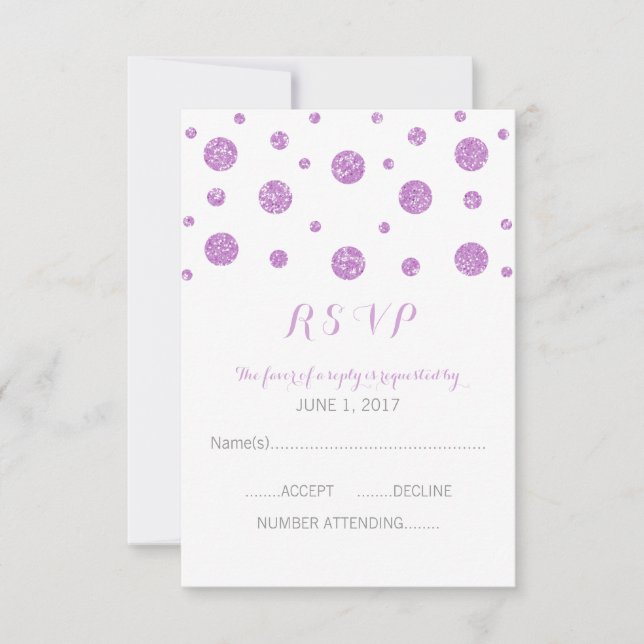 Placa de Resposta de Confetti com Glitter Roxo (Frente)