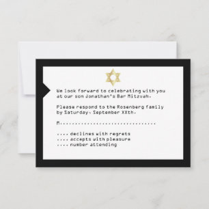 Placa de resposta de RSVP Mitzvah para Bar de tíqu