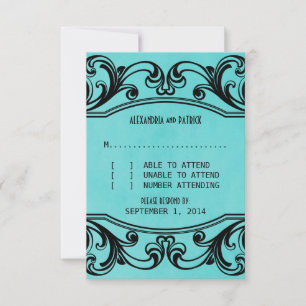 Placa de Resposta de Swirls Aqua Vintage