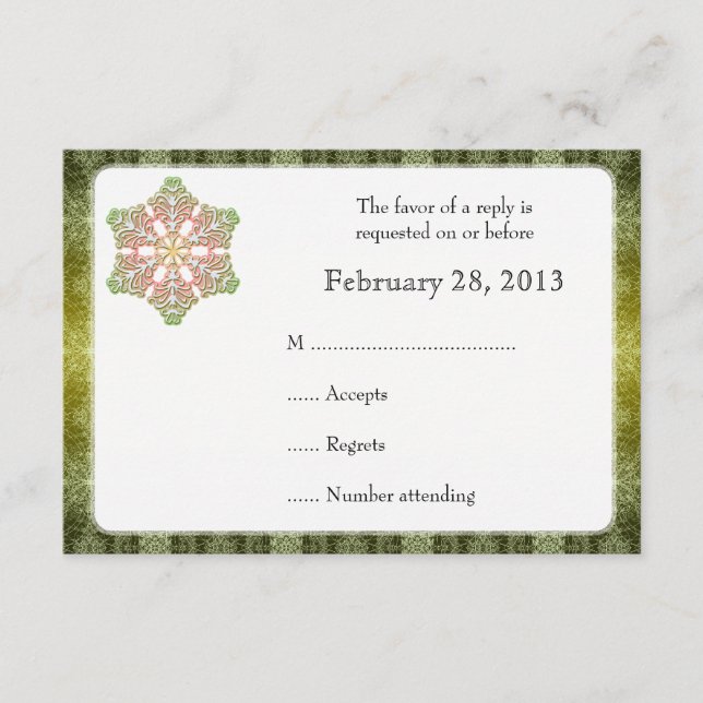Placa de Resposta do Casamento no inverno Lace Sno (Frente)