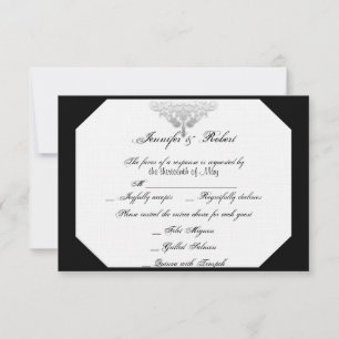 Placa de resposta do Casamento tema damasco Black