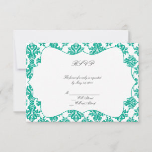Placa de Resposta do Casamento tema damasco Branco