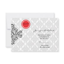 Placa de resposta do Casamento tema damasco preto 