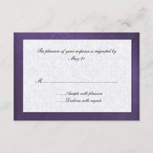 Placa de Resposta do Casamento tema damasco Roxo