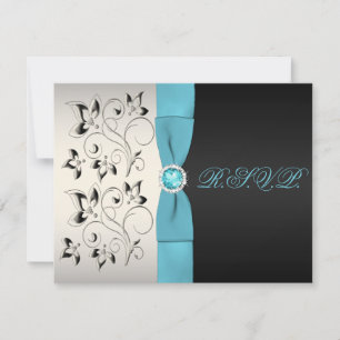 Placa de Resposta Floral A Preto-Preto-Aqua-Prata-