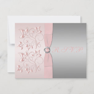 Placa de Resposta Floral Rosa e Prateada