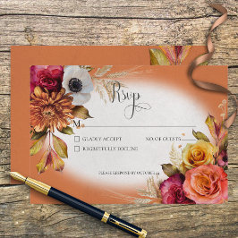 Placa de Resposta Floral Vintage Rust & Fuchsia
