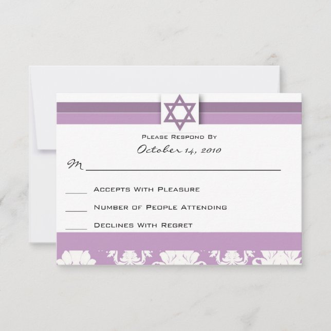 Placa de resposta Mitzvah contra Damask Roxo (Frente)