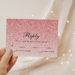 Placa de Resposta Personalizada Glam Glusca Rosa B<br><div class="desc">Este belo cartão de resposta apresenta falhas de brilho e seu texto personalizado. Use o modelo para adicionar suas informações. Use o recurso Personalizar para alterar a fonte e os layouts de texto.</div>