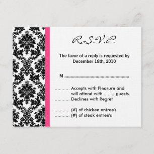 Placa de resposta R.S.V.P 4x5 - Preto Damask Hot P