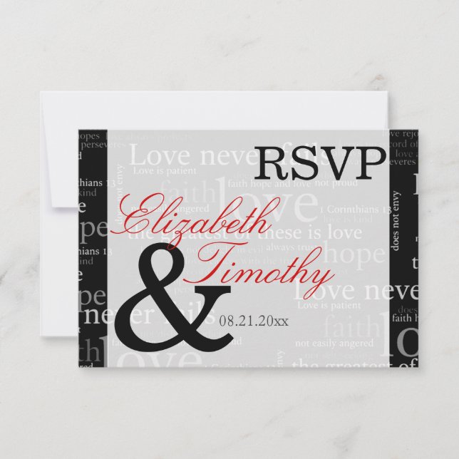 Placa de resposta RSVP 1 de Corinthians 1 preto e  (Frente)