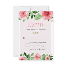 Placa de Resposta RSVP Botânica Floral de Rosa de 