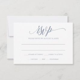 Placa de resposta RSVP | Caligrafia luxuosa (Azul 