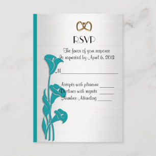 Placa de resposta RSVP calla lírios turquoise