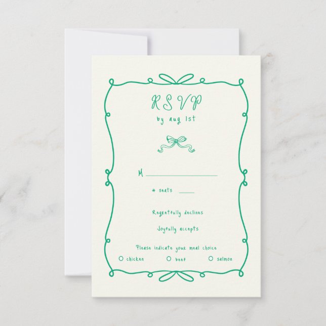 Placa de resposta RSVP de Arcos Desenhados à Mão W (Frente)