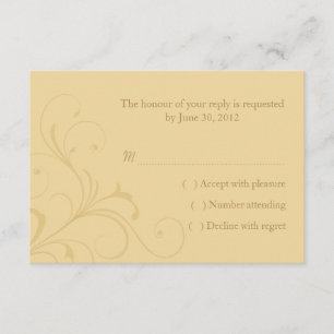 Placa de Resposta RSVP de Casamento Amarelo ouro