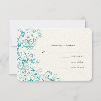 Placa de Resposta RSVP de Casamento de Aves Azuis
